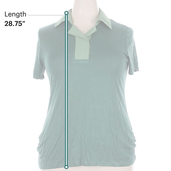 NWT! Women's Lapel Collar V Neck 2-Button Short Sleeve Casual Polo Shirt - Picture 3 of 4